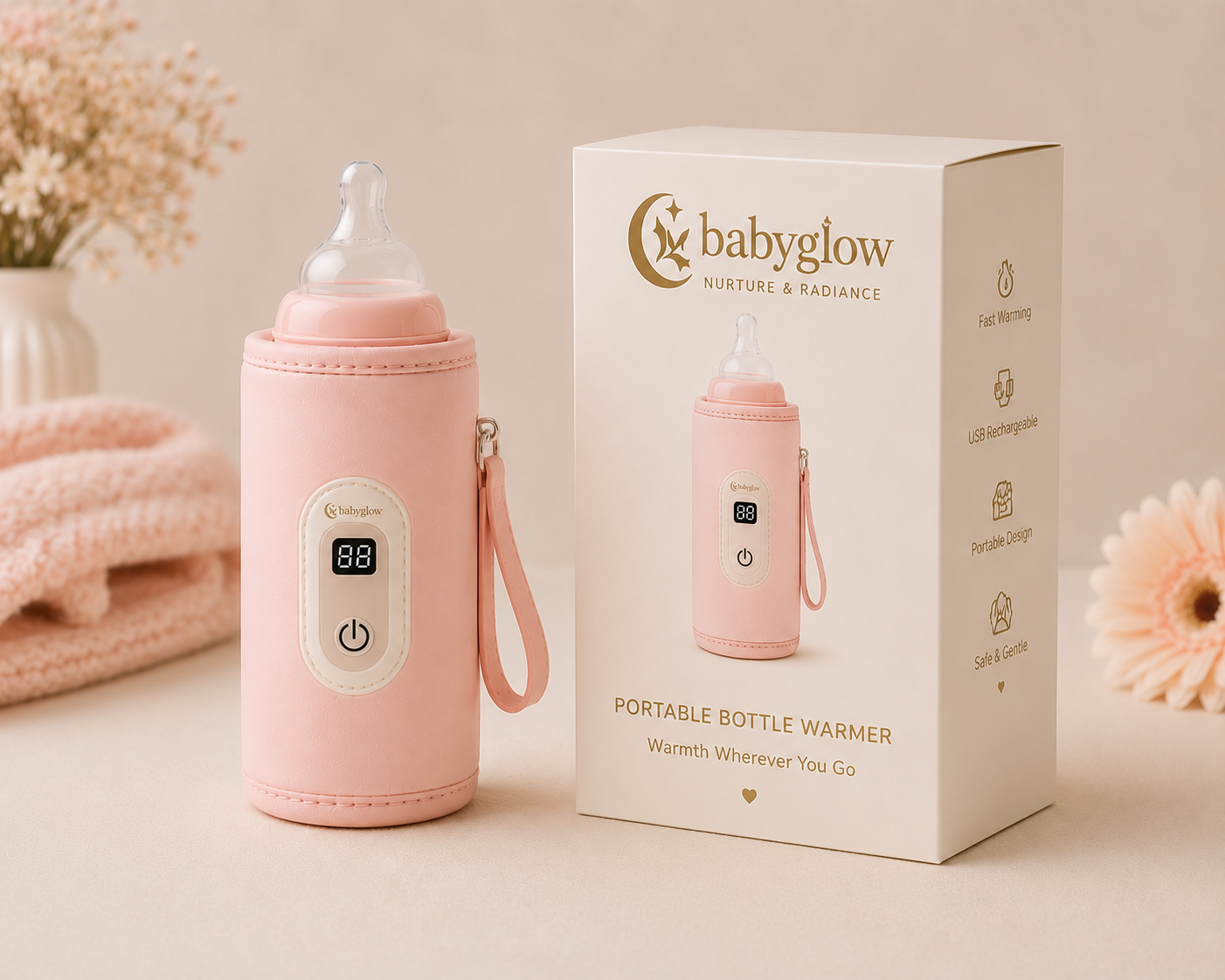 💛 BabyGlow Portable Bottle Warmer – Warmth Wherever You Go